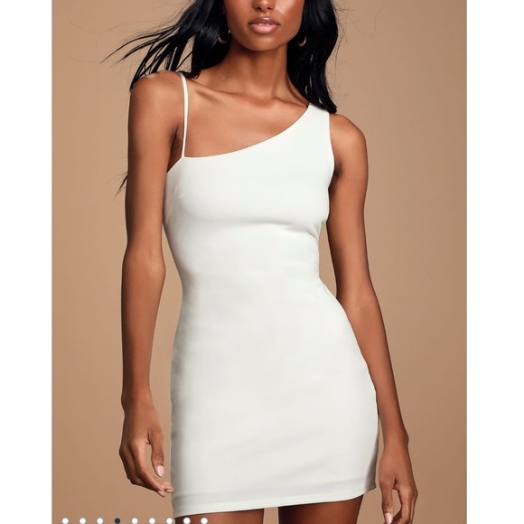 3 for $20 ⭐️ Lulu’s Late Night Love White One-Shoulder Bodycon Dress - Picture 1 of 13